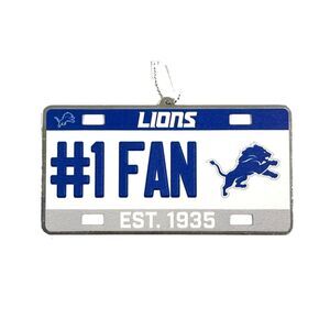 Detroit Lions Christmas Ornament Mini Metal License Plate